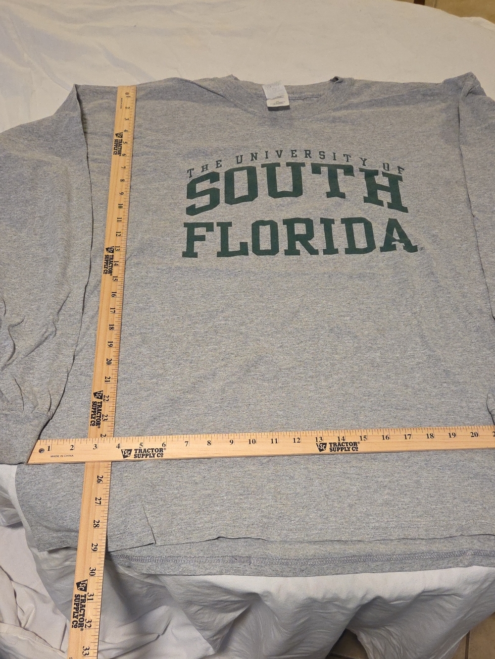 Gildan Gray Crewneck Sweatshirt with Green South Florida Print Long Sleeve